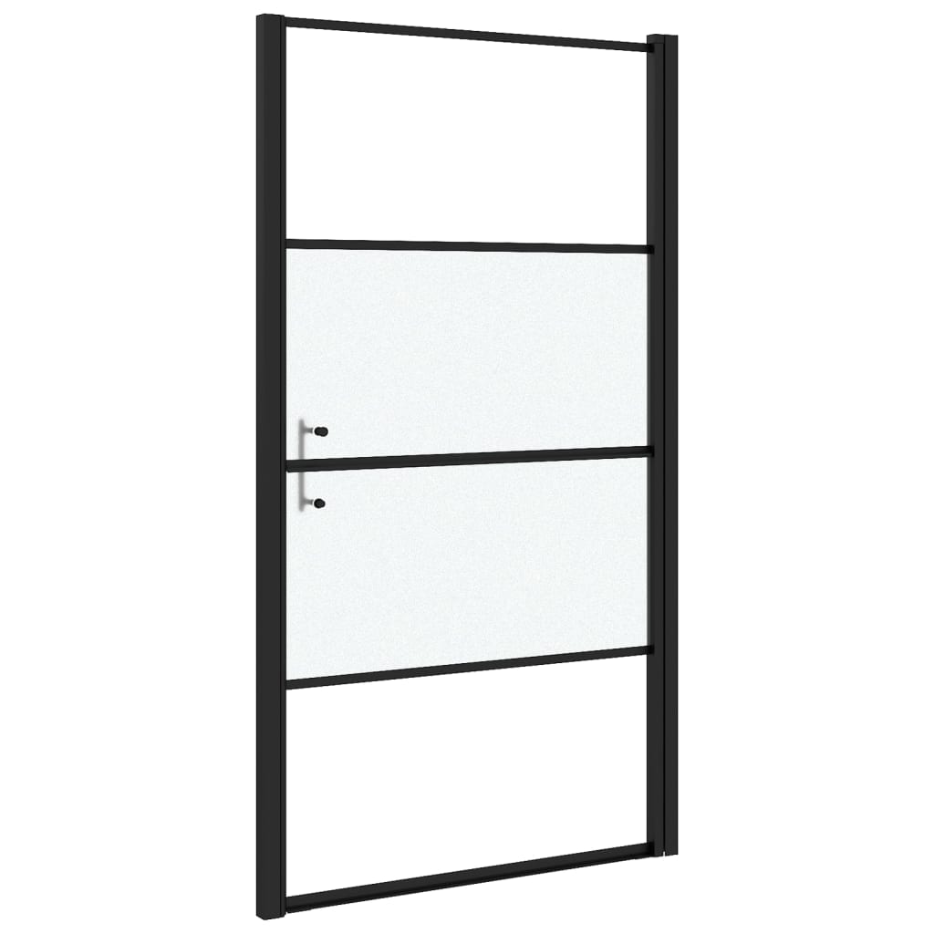 Vrata za tuš-kabinu 100x178 cm napola mutno kaljeno staklo crna