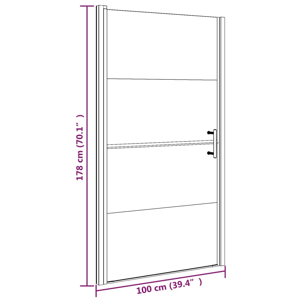 Vrata za tuš-kabinu 100x178 cm napola mutno kaljeno staklo crna