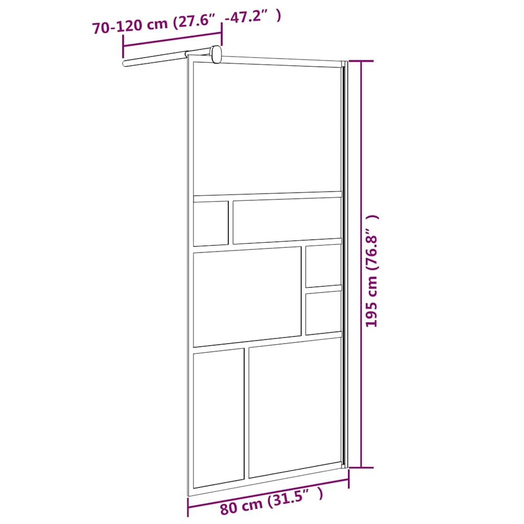 Pregrada za tuš 80 x 195 cm sa staklom ESG bijela