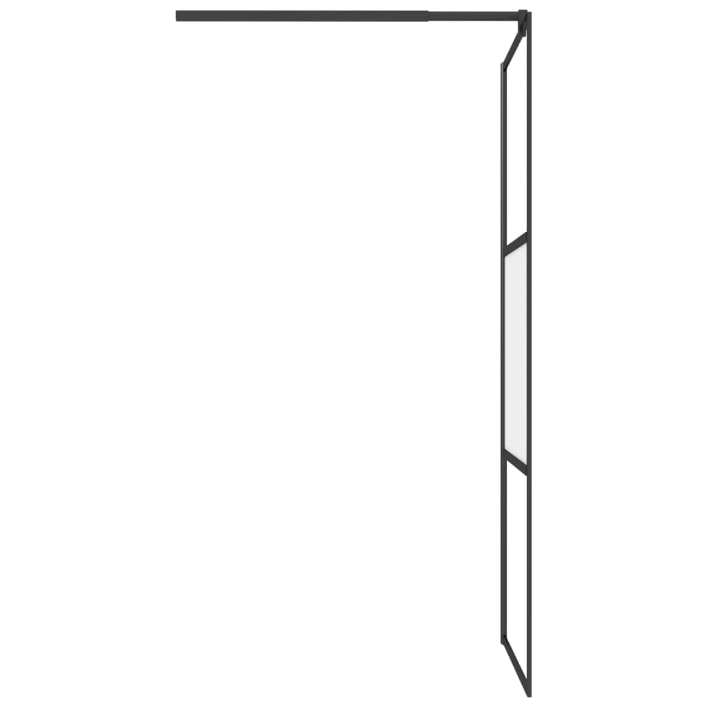 Pregrada za tuš 80 x 195 cm s napola mutnim staklom ESG crna