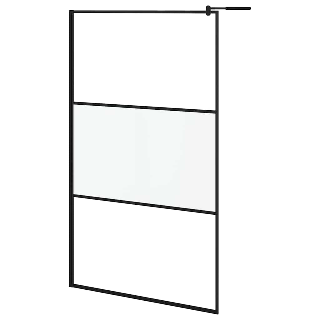 Pregrada za tuš 115 x 195 cm s napola mutnim staklom ESG crna