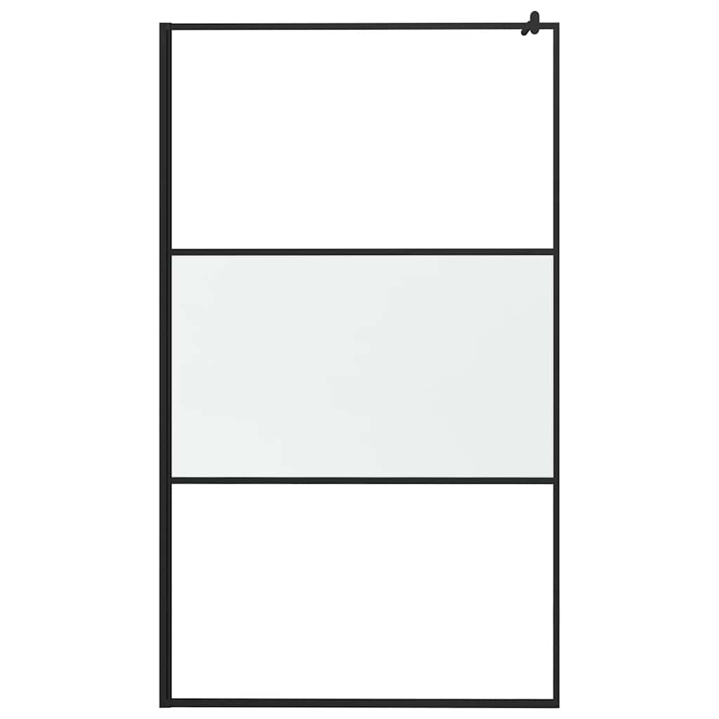 Pregrada za tuš 115 x 195 cm s napola mutnim staklom ESG crna