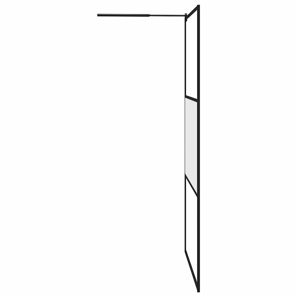 Pregrada za tuš 115 x 195 cm s napola mutnim staklom ESG crna