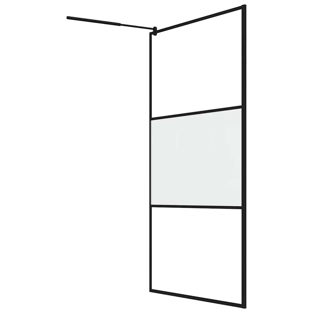 Pregrada za tuš 115 x 195 cm s napola mutnim staklom ESG crna