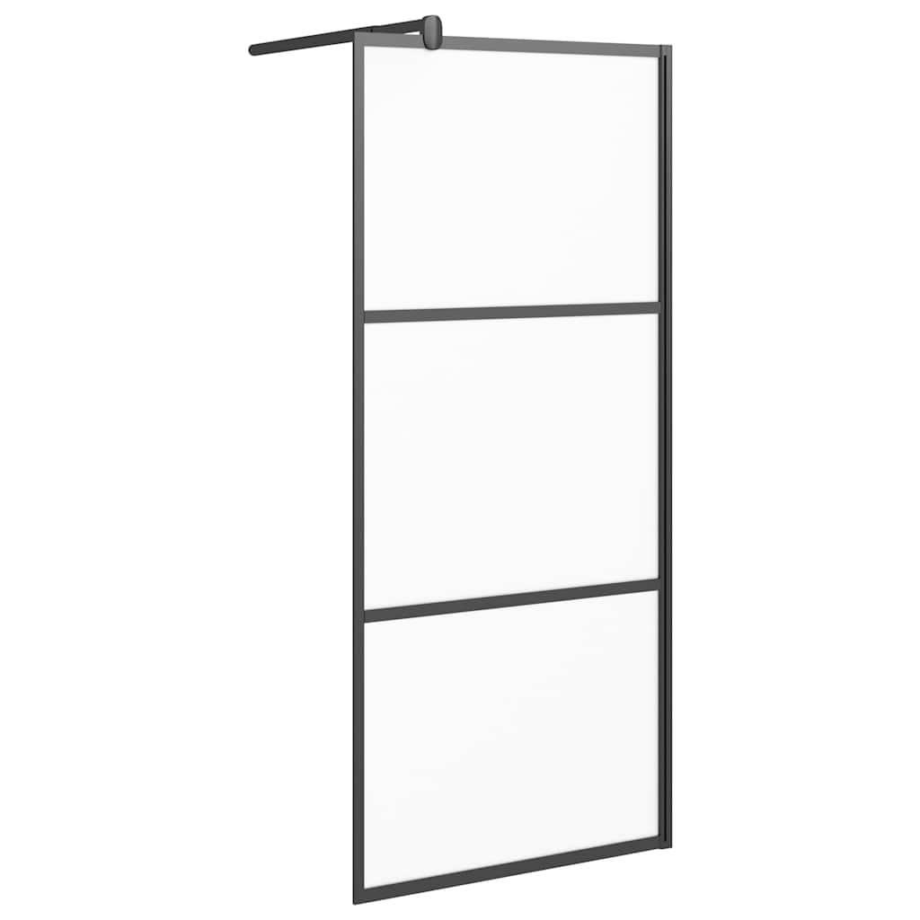 Pregrada za tuš 90 x 195 cm s mutnim staklom ESG crna