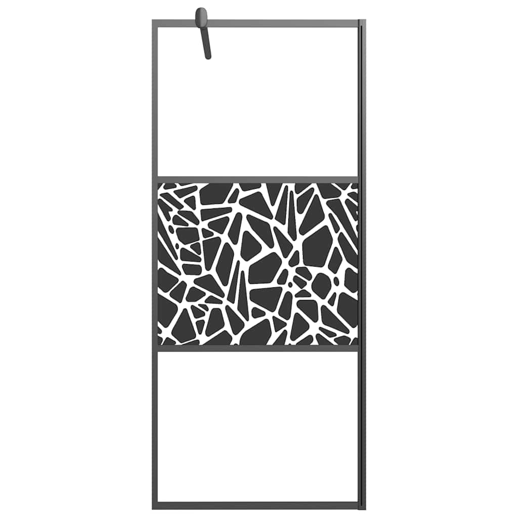 Pregrada za tuš 90 x 195 cm staklo ESG s uzorkom kamena crna