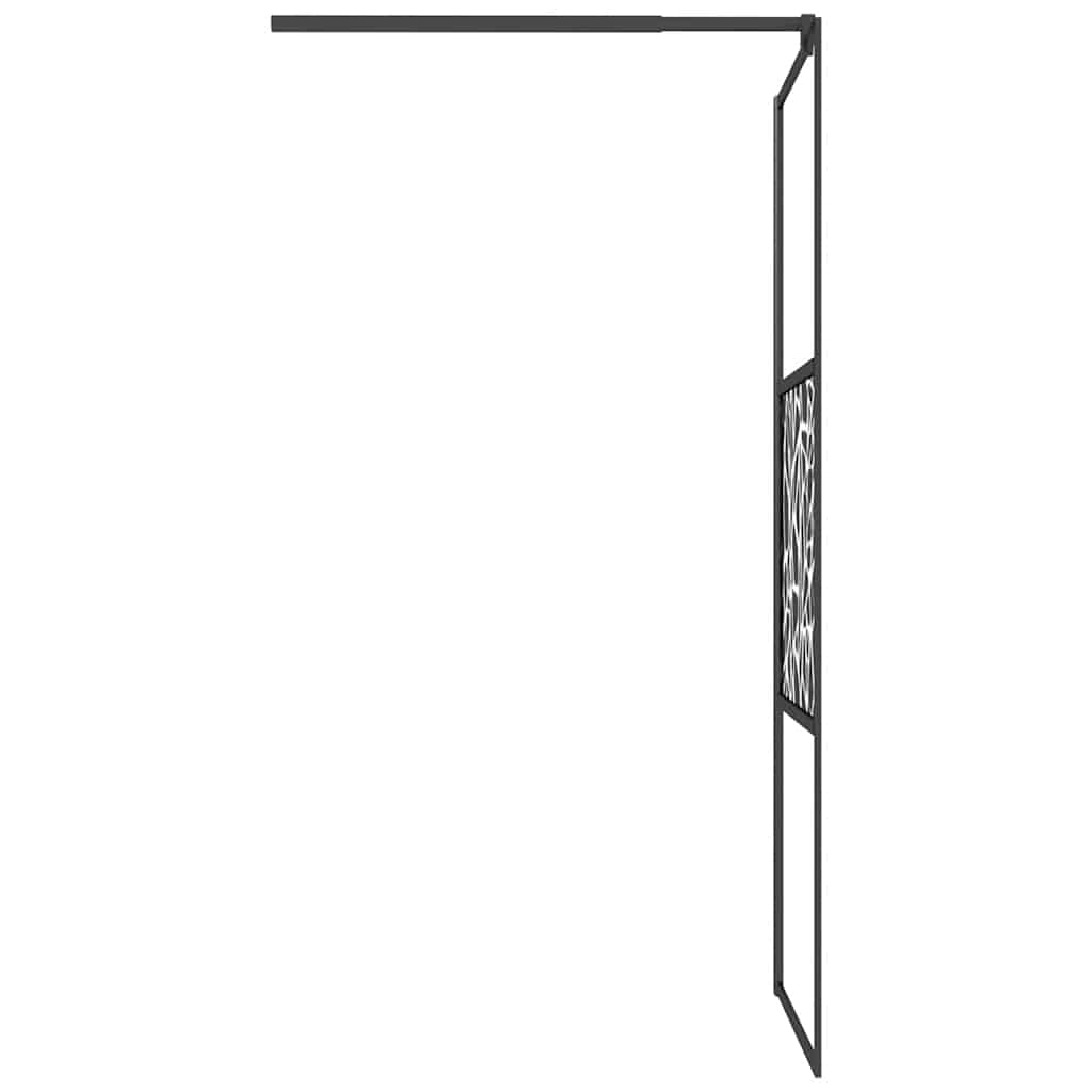 Pregrada za tuš 90 x 195 cm staklo ESG s uzorkom kamena crna