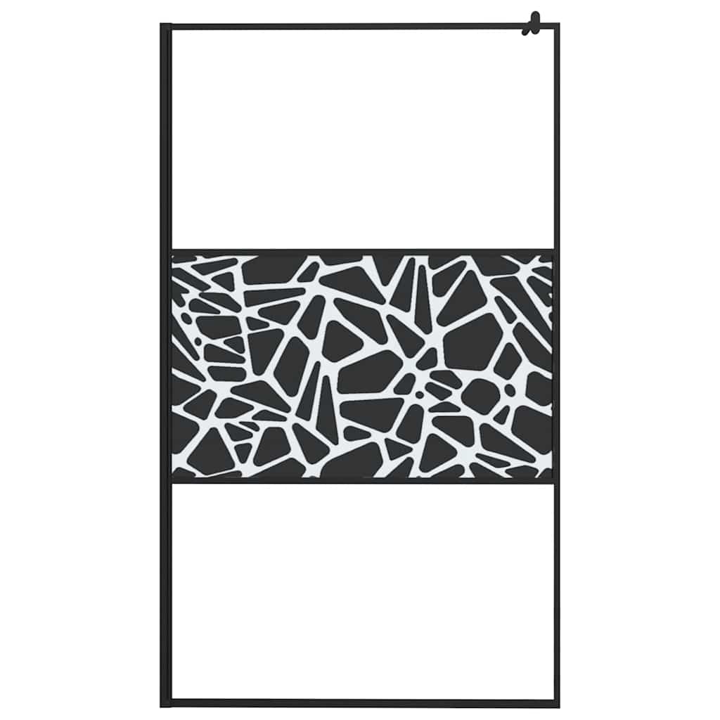 Pregrada za tuš 115 x 195 cm staklo ESG s uzorkom kamena crna