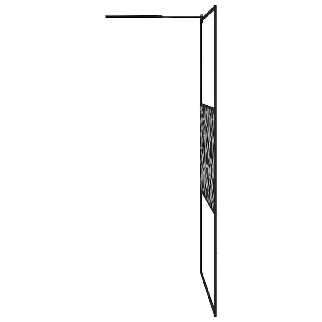 Pregrada za tuš 115 x 195 cm staklo ESG s uzorkom kamena crna