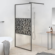 Pregrada za tuš 115 x 195 cm staklo ESG s uzorkom kamena crna