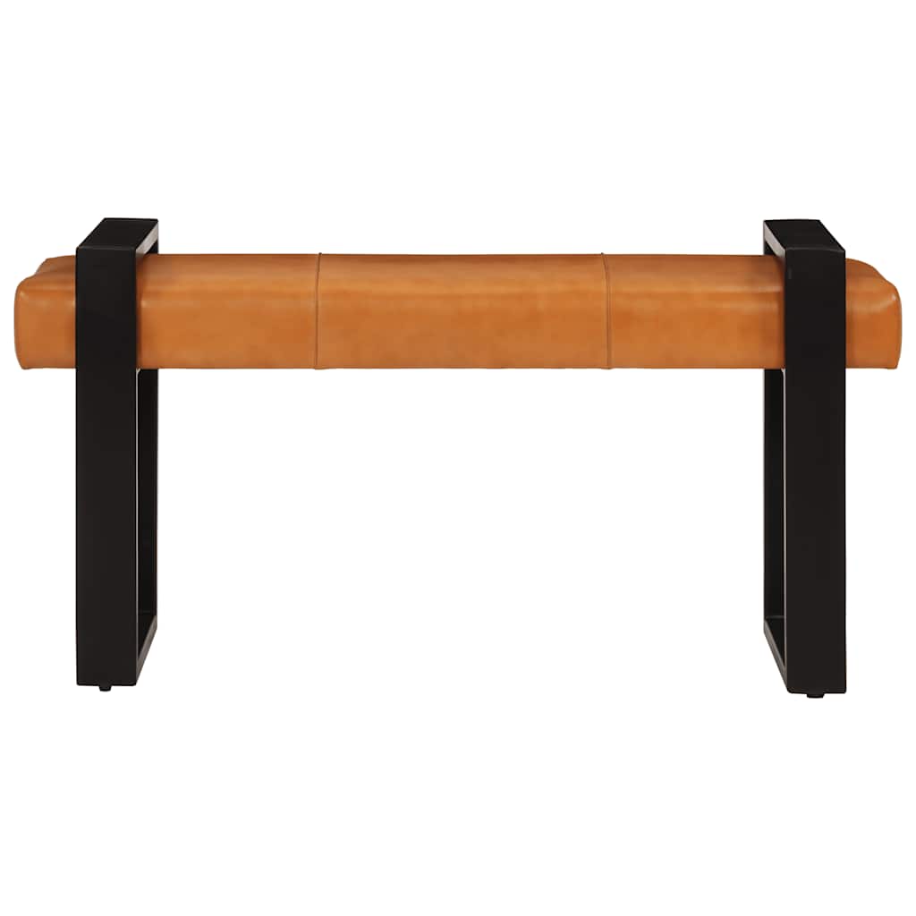 Klupa crno-smeđa 110 cm od prave kozje kože