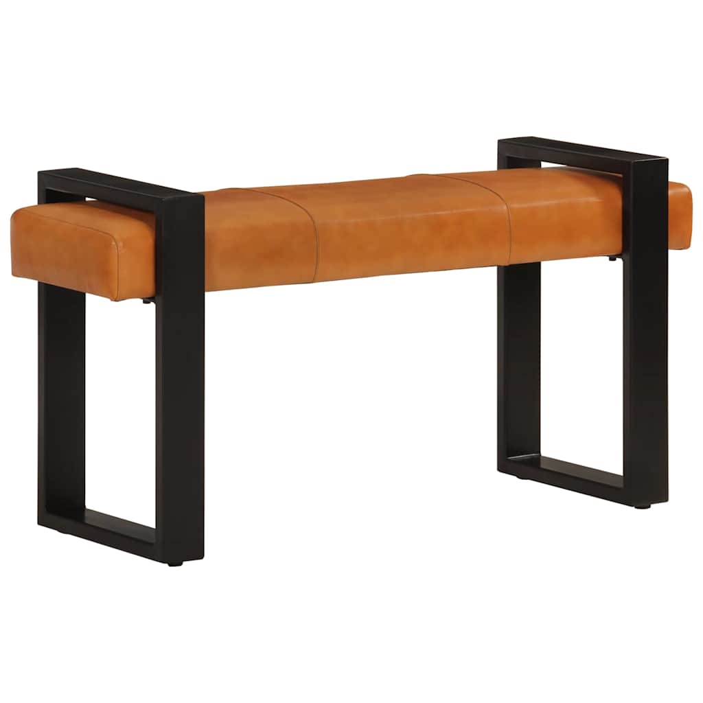 Klupa crno-smeđa 110 cm od prave kozje kože