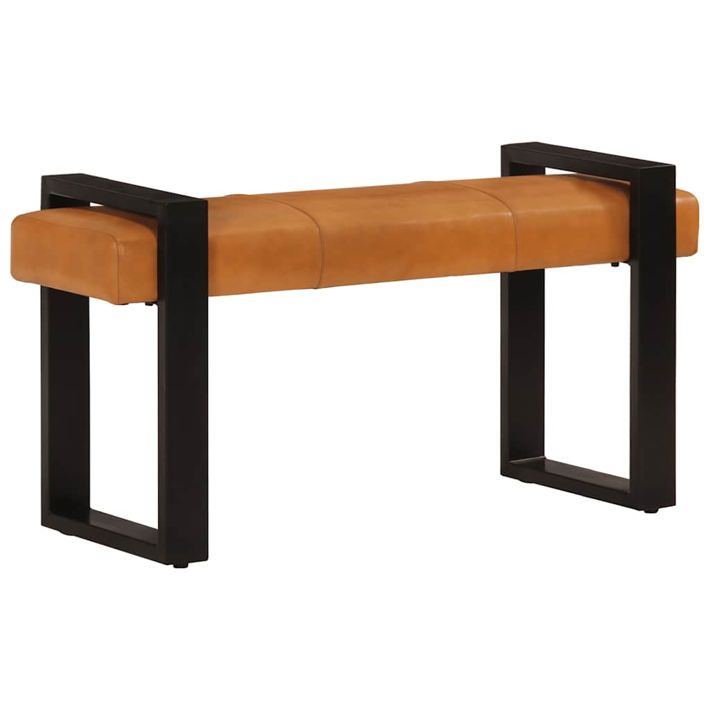 Klupa crno-smeđa 110 cm od prave kozje kože