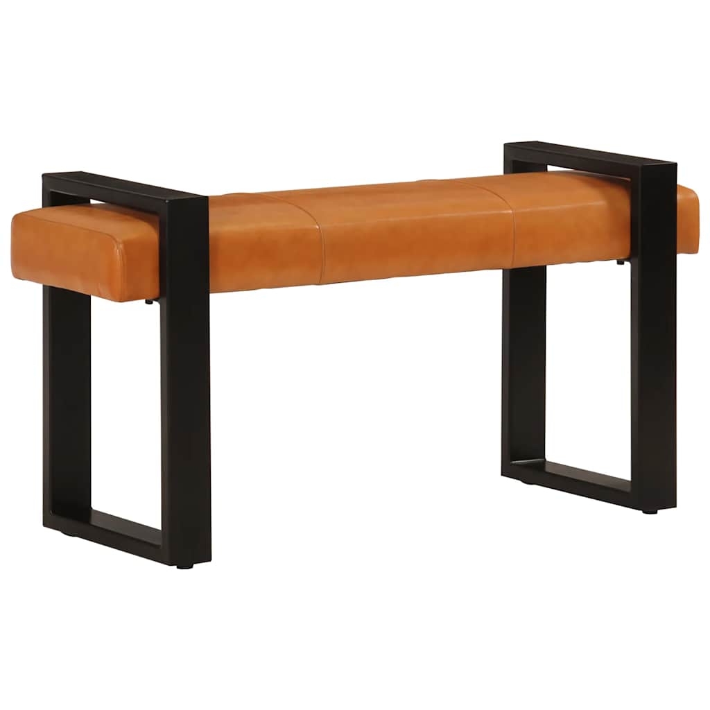 Klupa crno-smeđa 110 cm od prave kozje kože