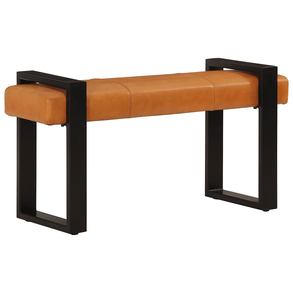 Klupa crno-smeđa 110 cm od prave kozje kože