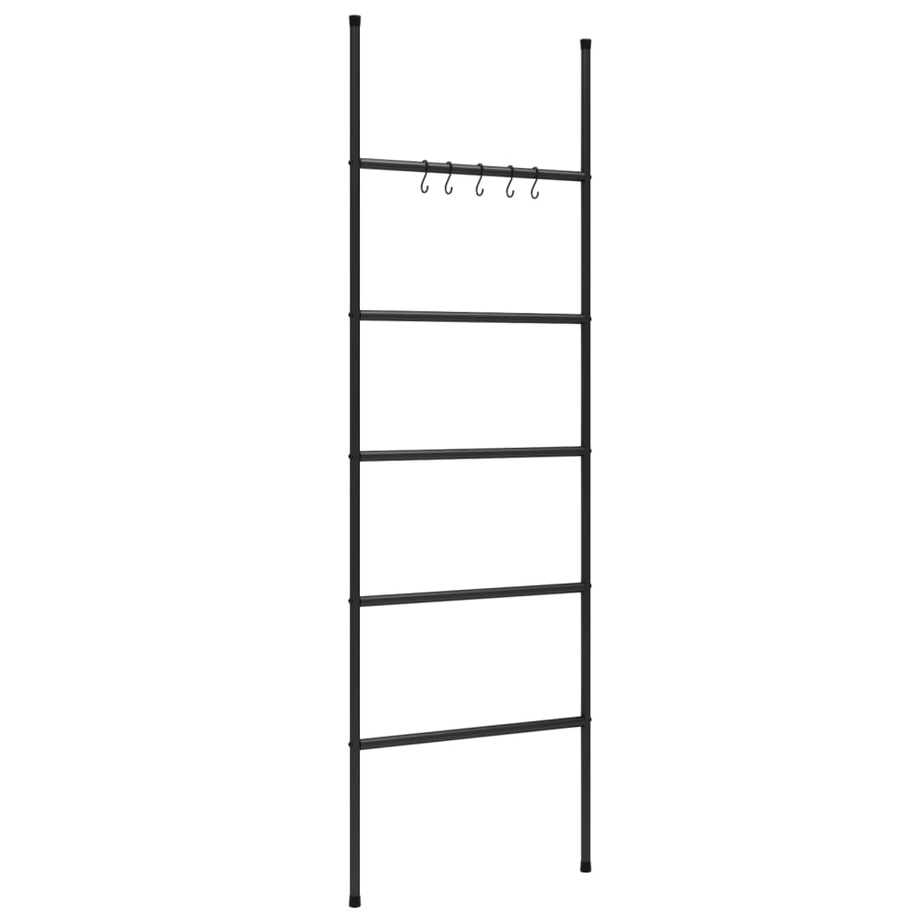 Ljestve za vješalicu za ručnike s 5 razina crne 58x175 cm željezne