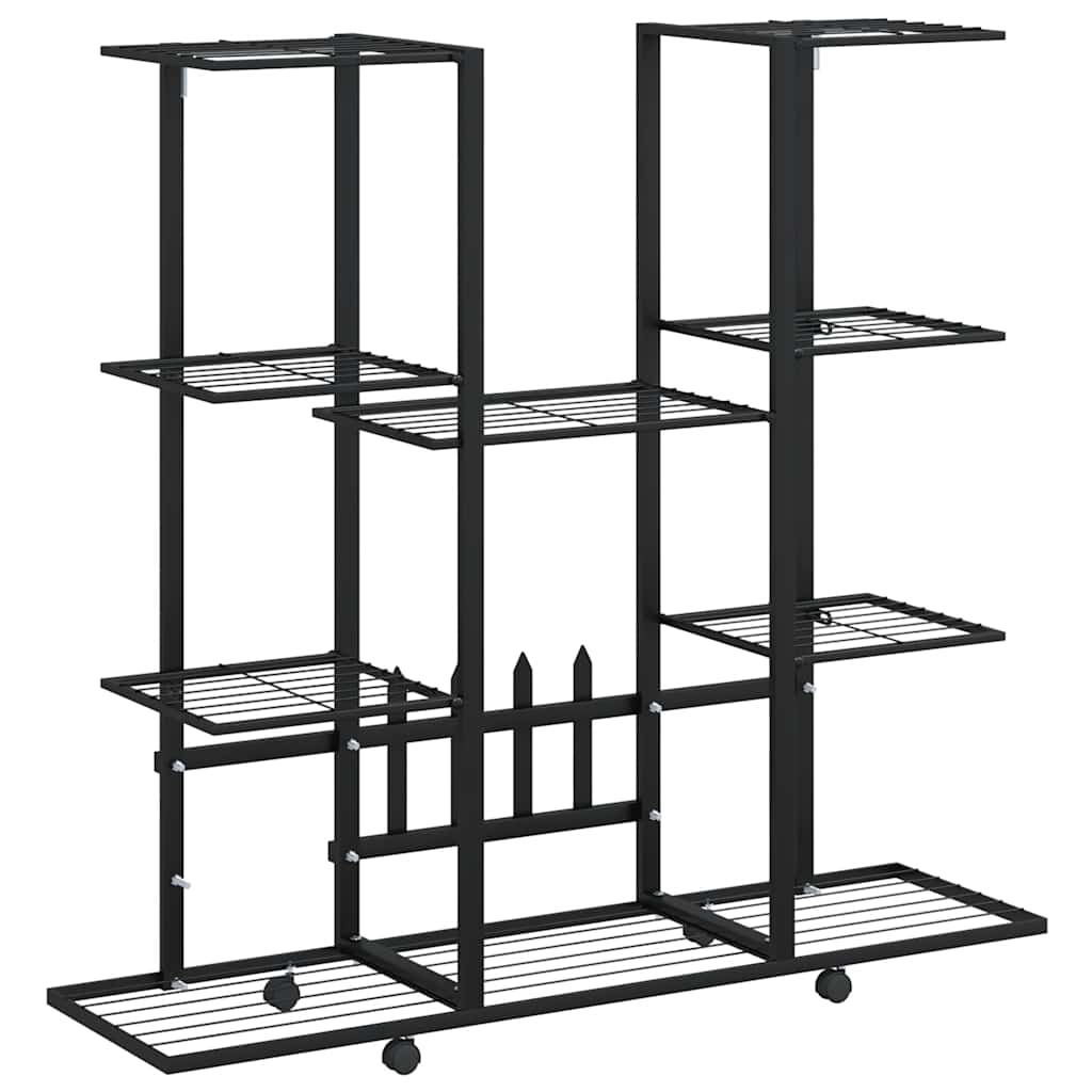 Stalak za cvijeće s kotačima 94,5x24,5x91,5 cm crni željezni