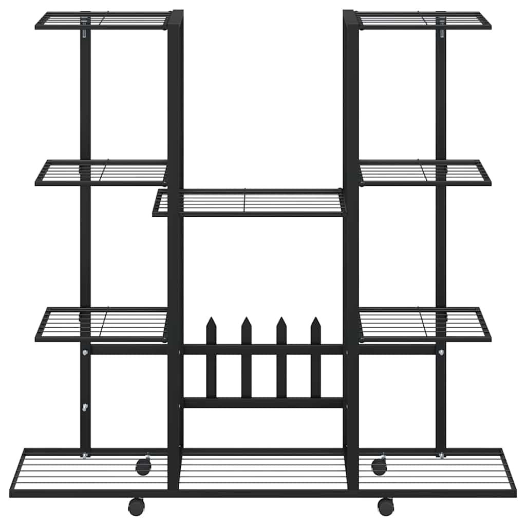 Stalak za cvijeće s kotačima 94,5x24,5x91,5 cm crni željezni