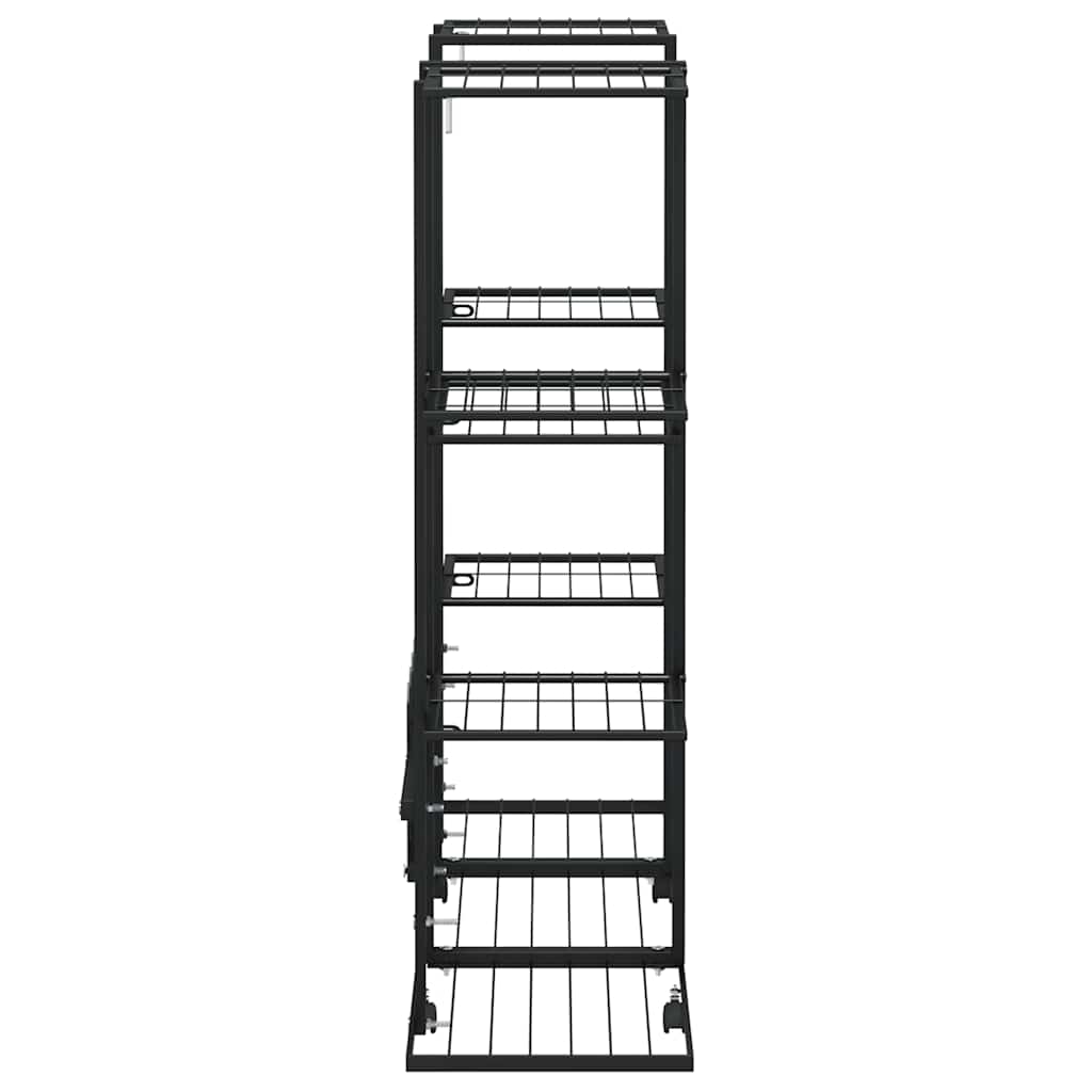 Stalak za cvijeće s kotačima 94,5x24,5x91,5 cm crni željezni