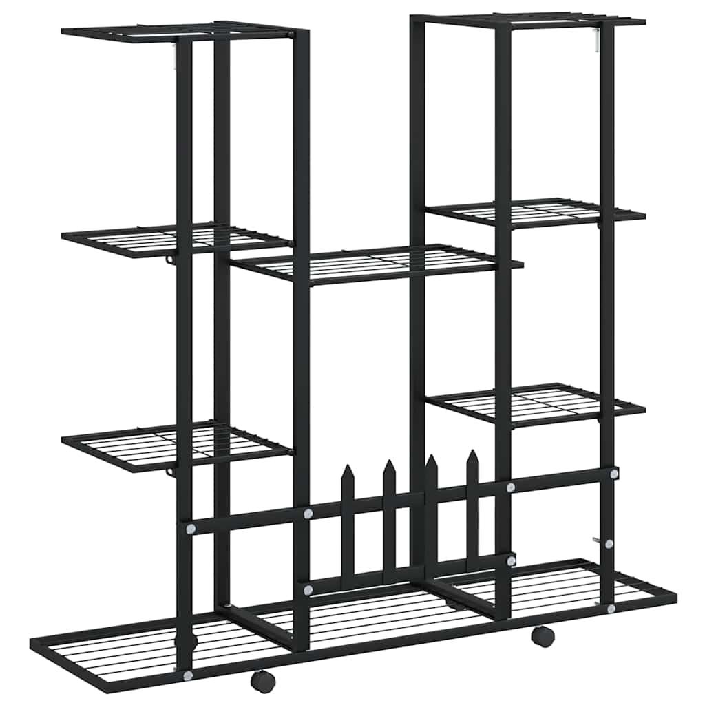 Stalak za cvijeće s kotačima 94,5x24,5x91,5 cm crni željezni