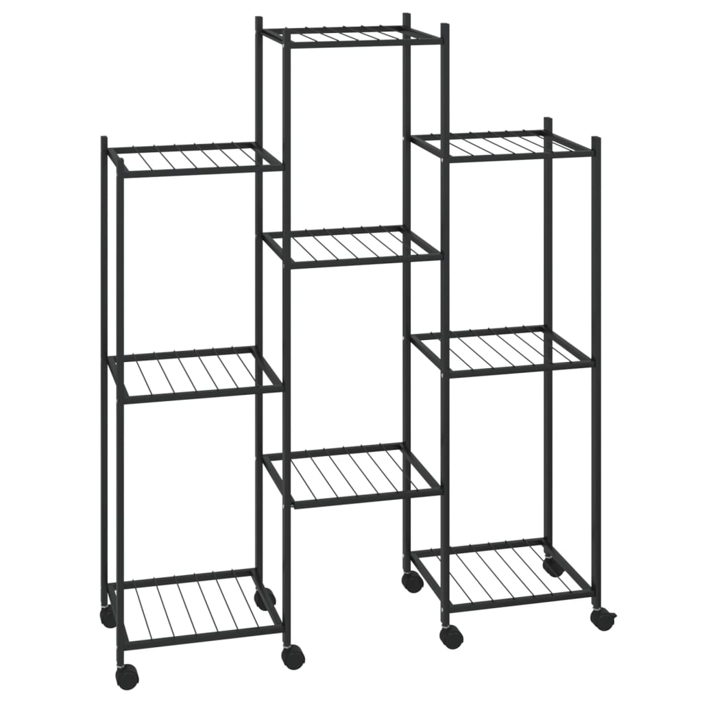 Stalak za cvijeće s kotačima 83 x 25 x 103,5 cm crni željezni