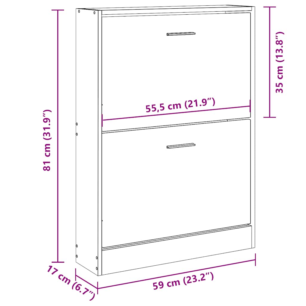 Ormarić za cipele crni 59 x 17 x 81 cm od konstruiranog drva