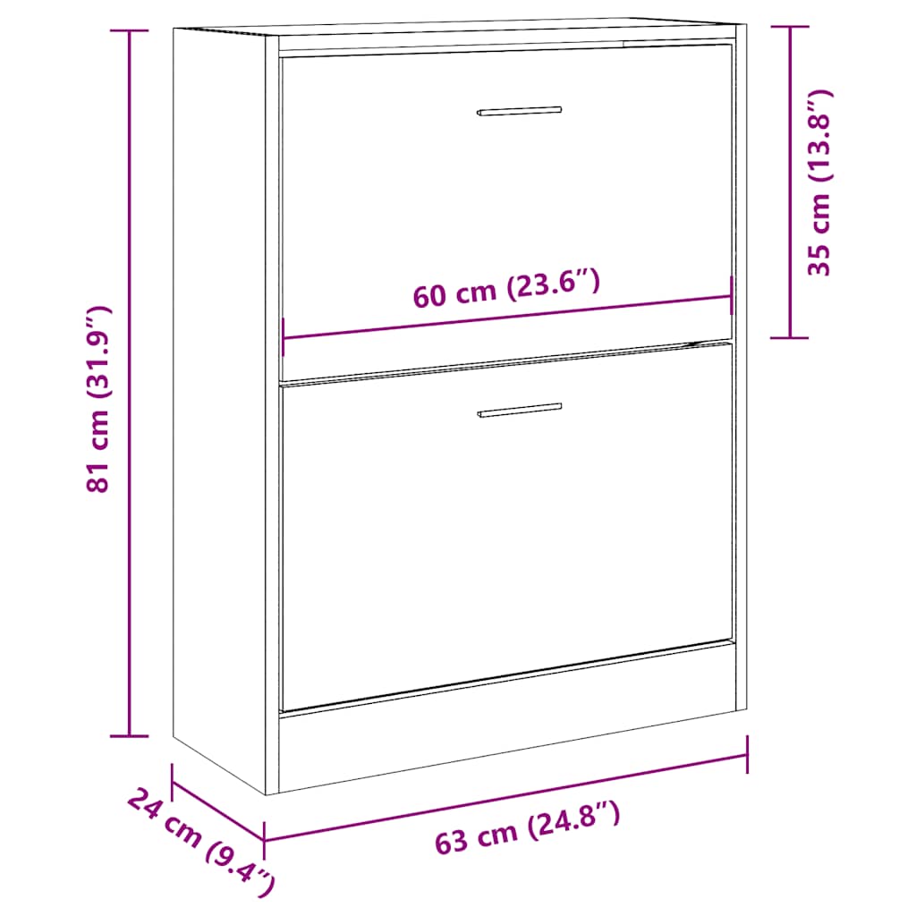 Ormarić za cipele sjajni bijeli 63x24x81 cm konstruirano drvo