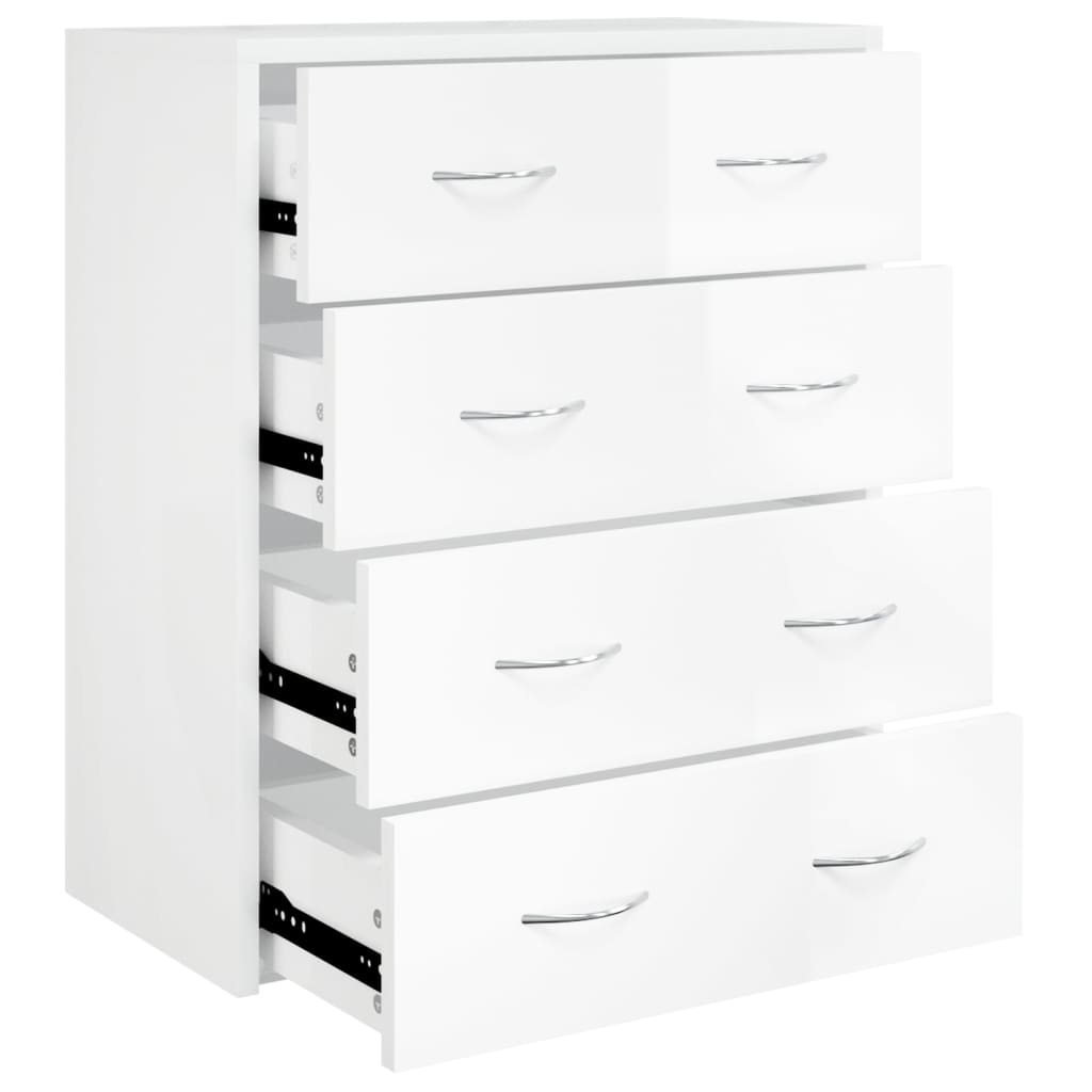 Komoda s 4 ladice 60 x 30,5 x 71 cm visoki sjaj bijela