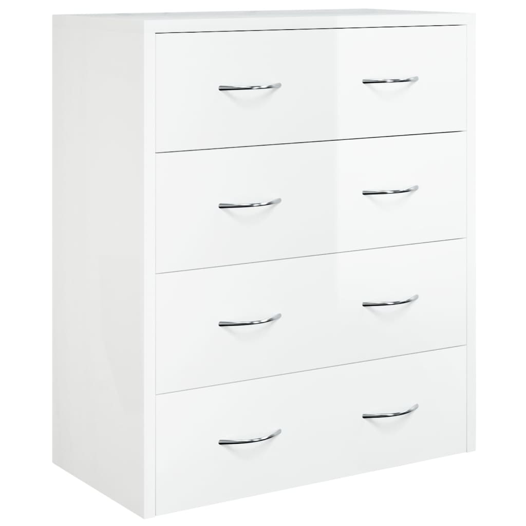 Komoda s 4 ladice 60 x 30,5 x 71 cm visoki sjaj bijela