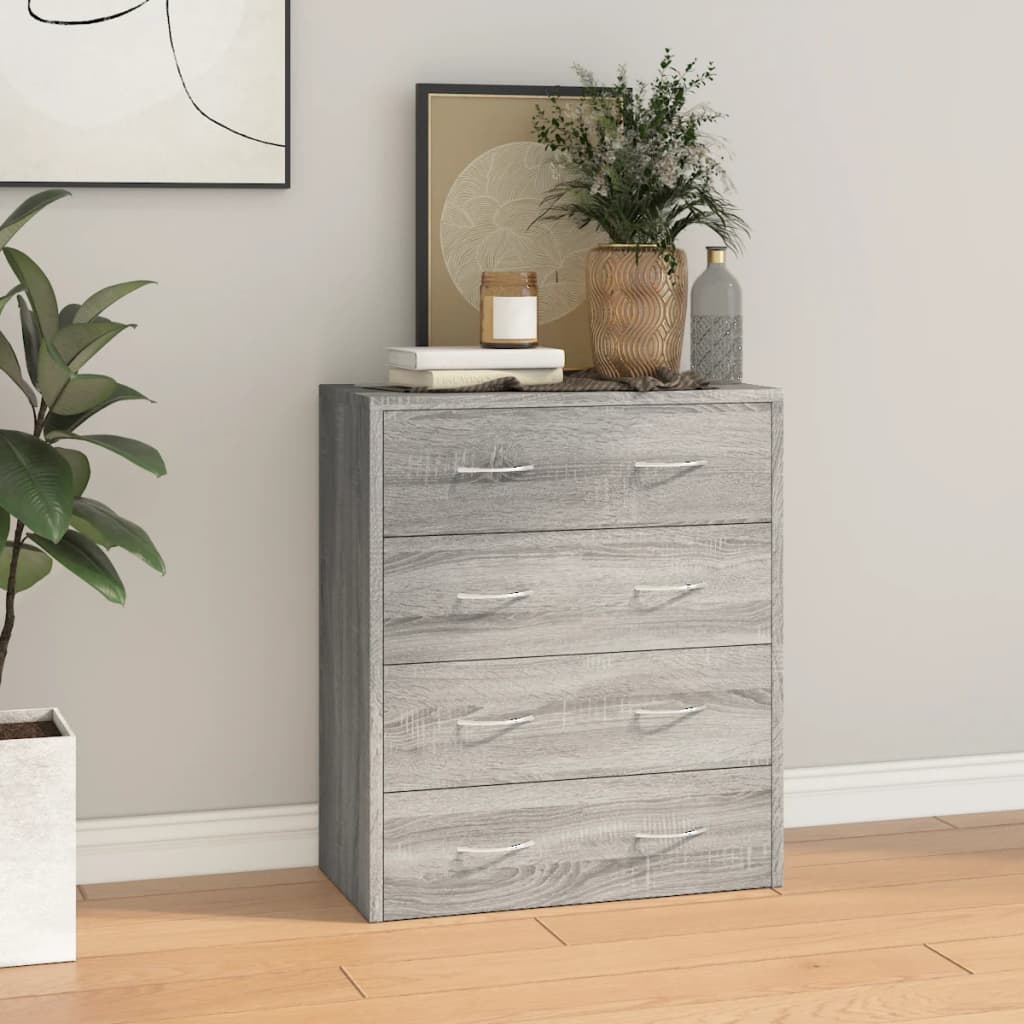 Komoda s 4 ladice 60 x 30,5 x 71 cm visoki sjaj bijela