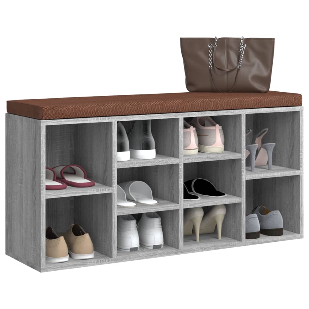 Klupa za cipele boja sivog hrasta 103x30x48cm konstruirano drvo