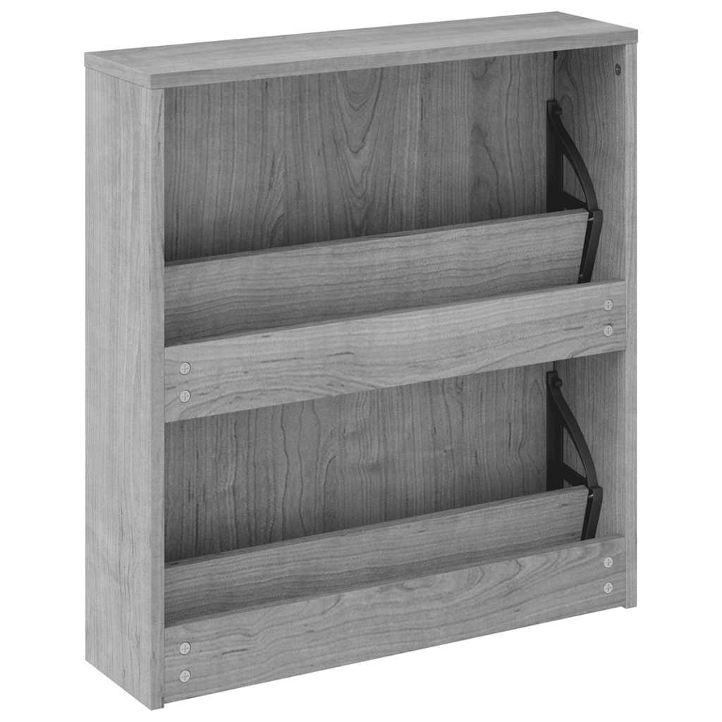Ormarić za cipele s ogledalom 2 razine boja hrasta 63x17x67 cm