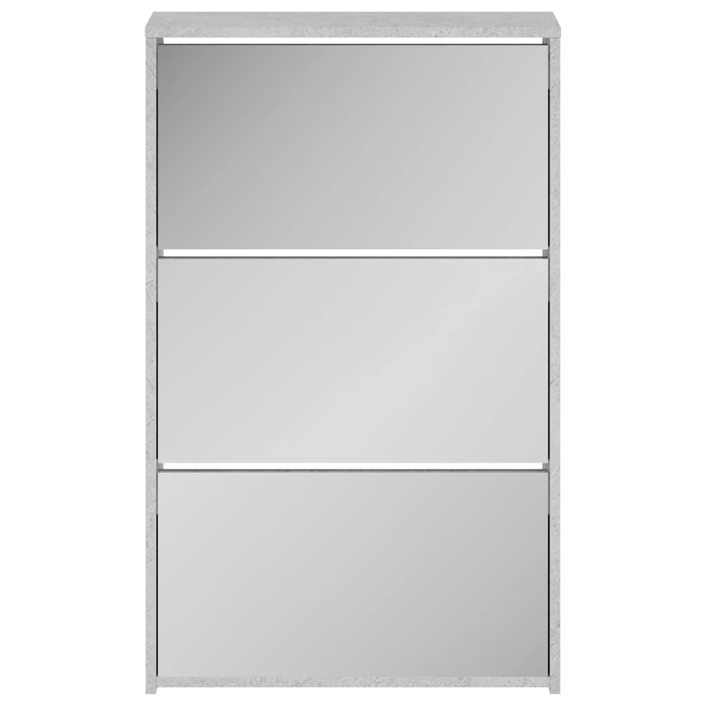Ormarić za cipele s ogledalom i 3 razine sivi 63x17x102,5 cm