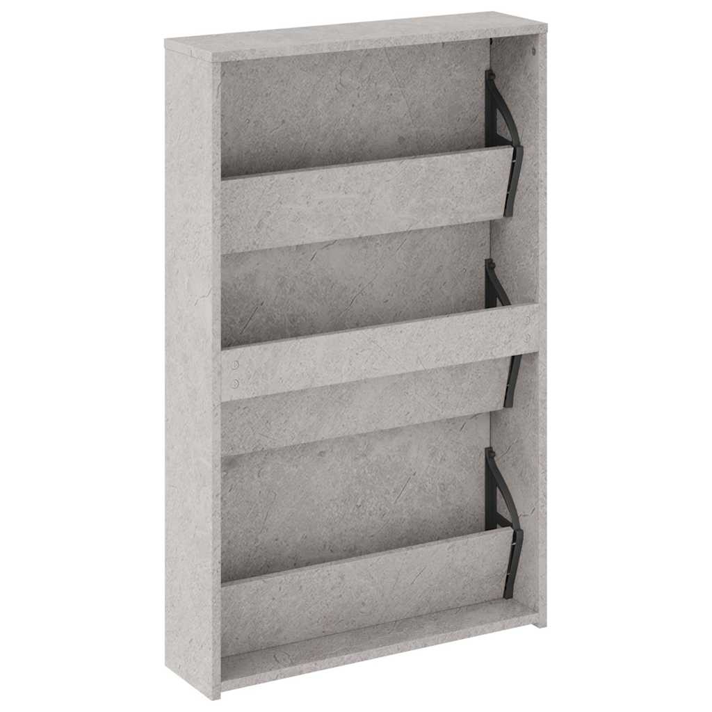Ormarić za cipele s ogledalom i 3 razine sivi 63x17x102,5 cm