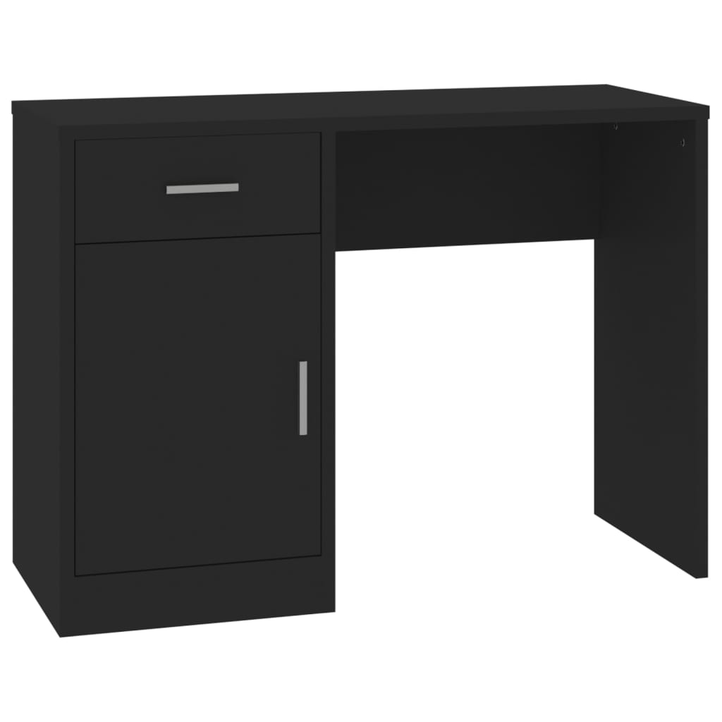 Radni stol s ladicom i ormarićem crni 100 x 40 x 73 cm drveni
