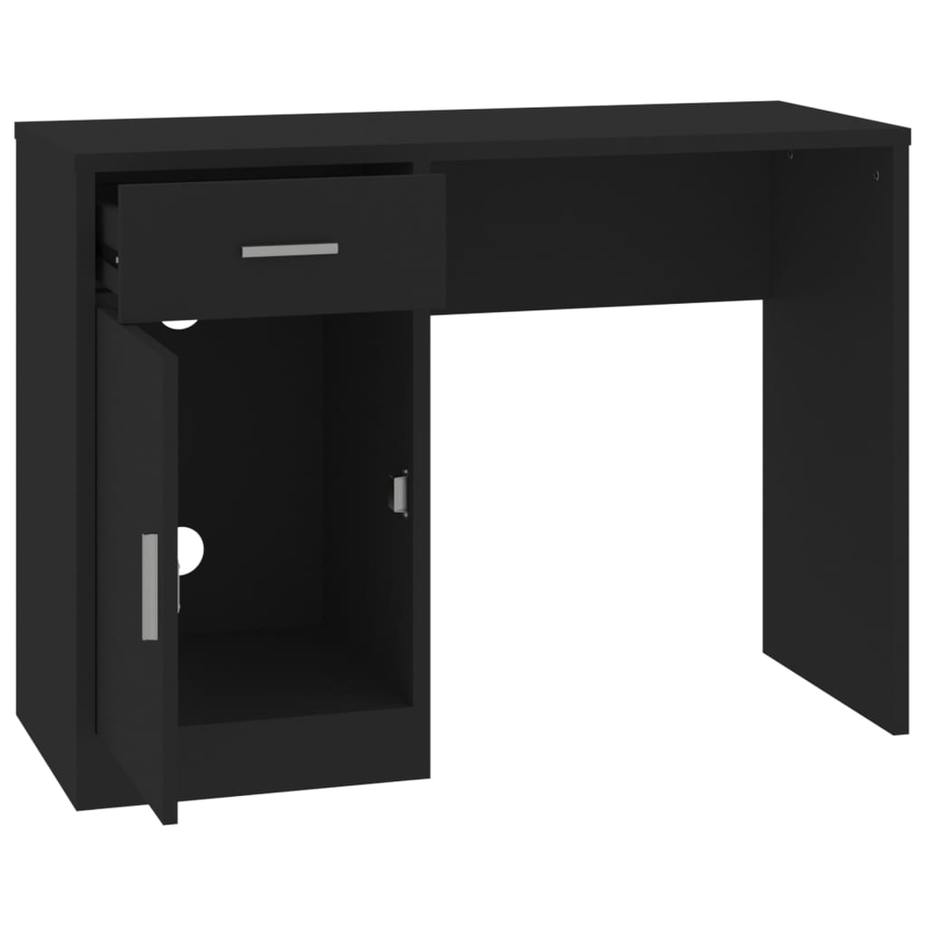 Radni stol s ladicom i ormarićem crni 100 x 40 x 73 cm drveni