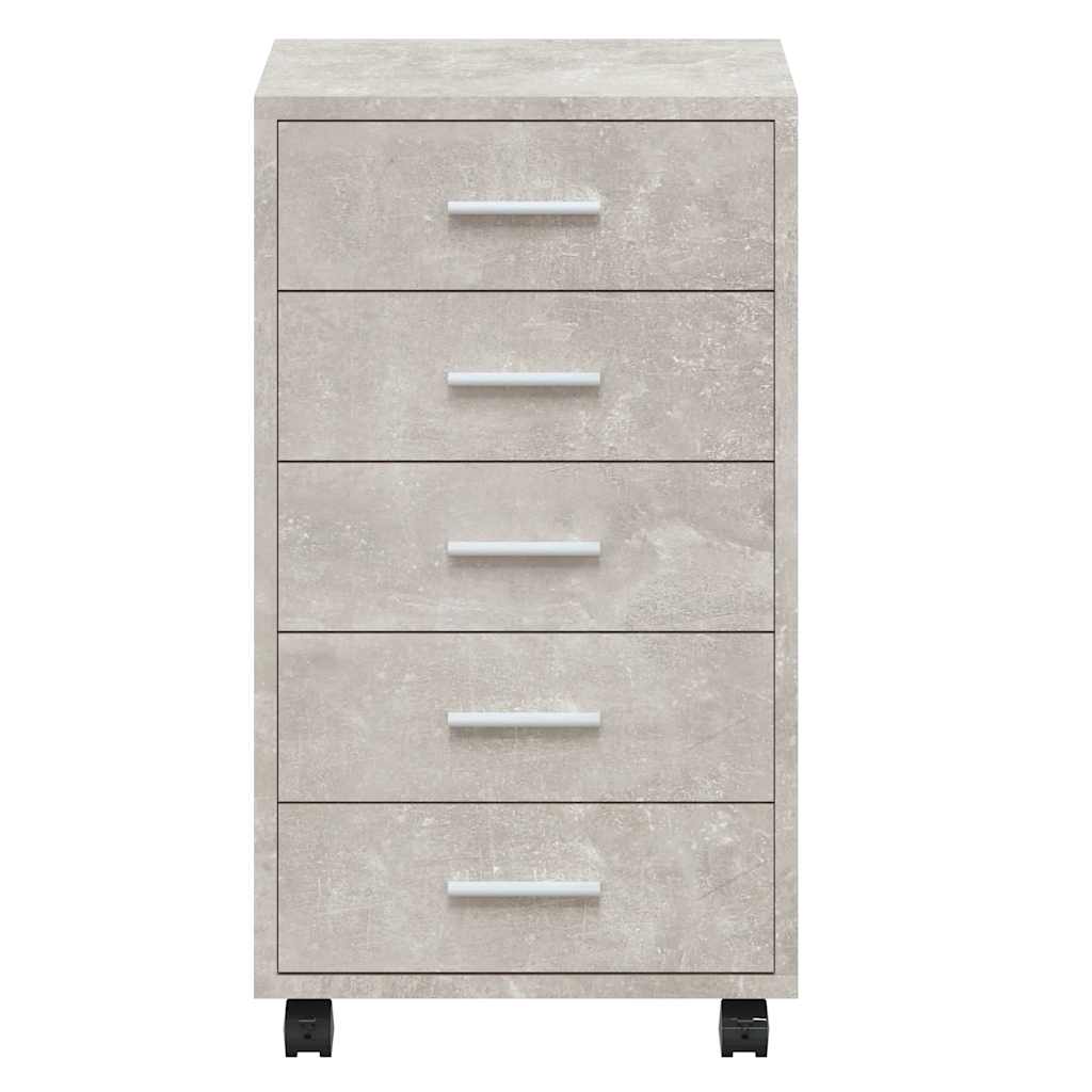 Ladičar s kotačićima siva boja betona od konstruiranog drva