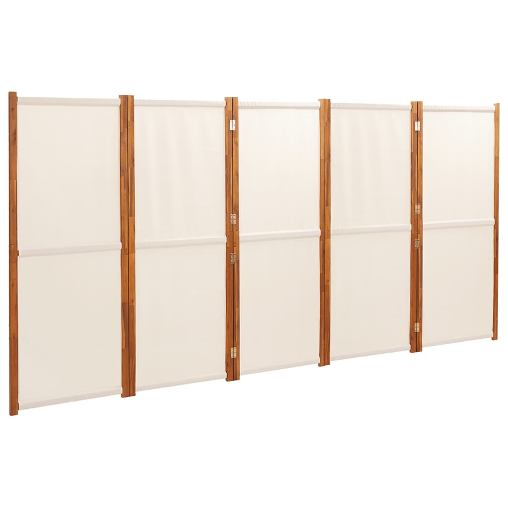 Sobna pregrada s 5 panela krem bijela 350 x 180 cm