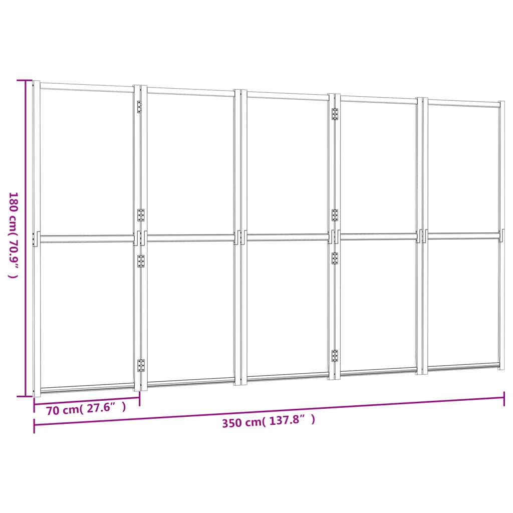 Sobna pregrada s 5 panela krem bijela 350 x 180 cm