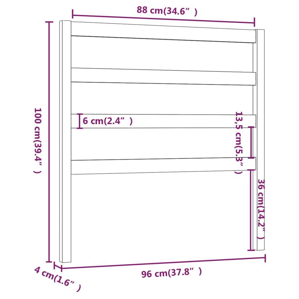 Uzglavlje za krevet boja meda 96 x 4 x 100 cm masivna borovina