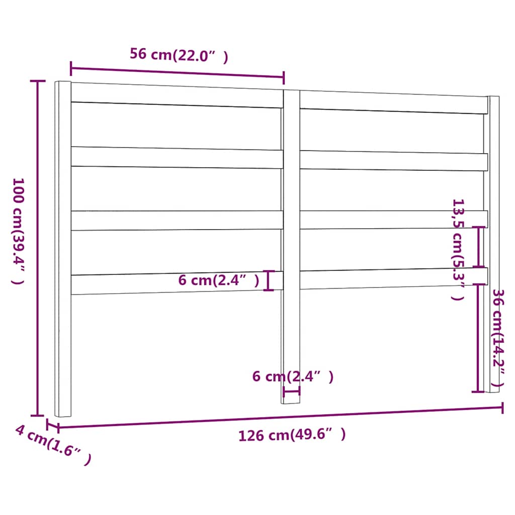 Uzglavlje za krevet sivo 126 x 4 x 100 cm od masivne borovine