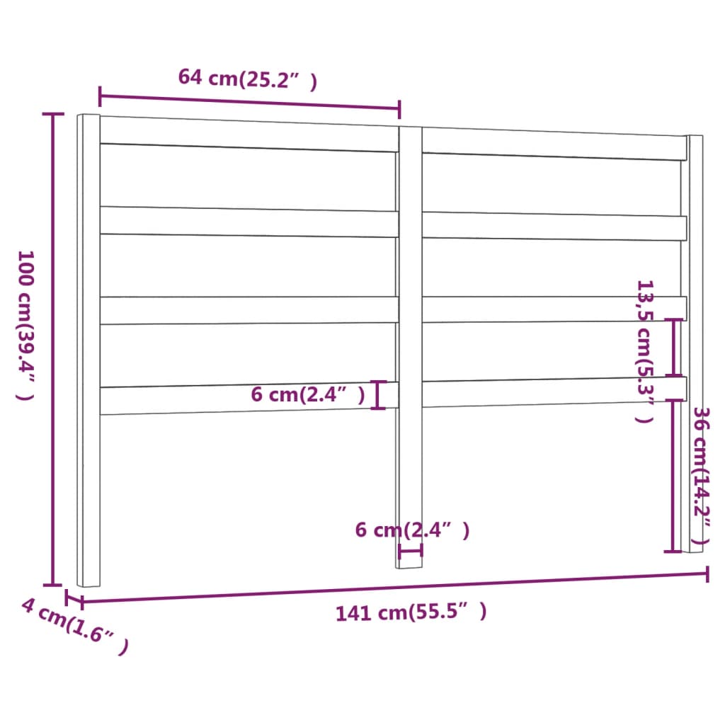 Uzglavlje za krevet 141 x 4 x 100 cm od masivne borovine