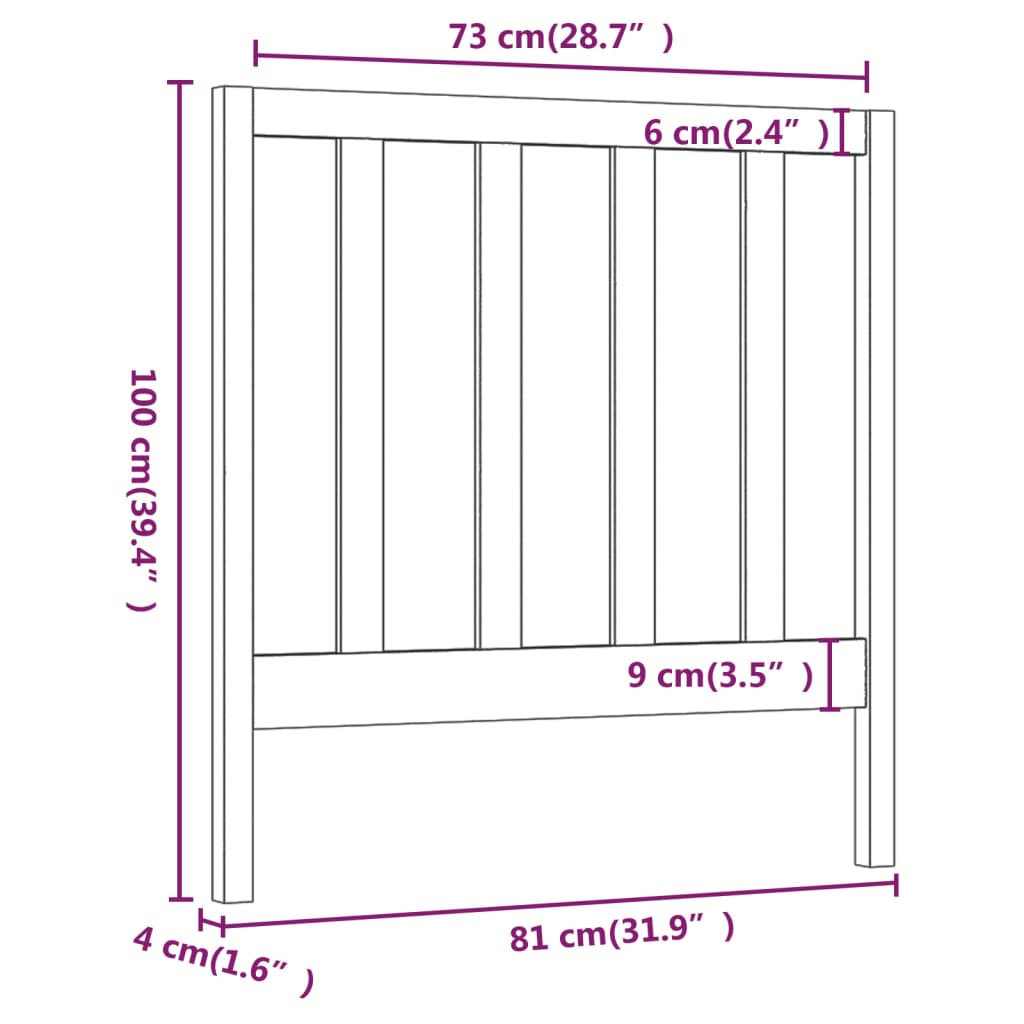 Uzglavlje za krevet 81 x 4 x 100 cm od masivne borovine
