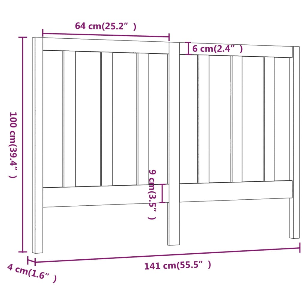Uzglavlje za krevet 141 x 4 x 100 cm od masivne borovine