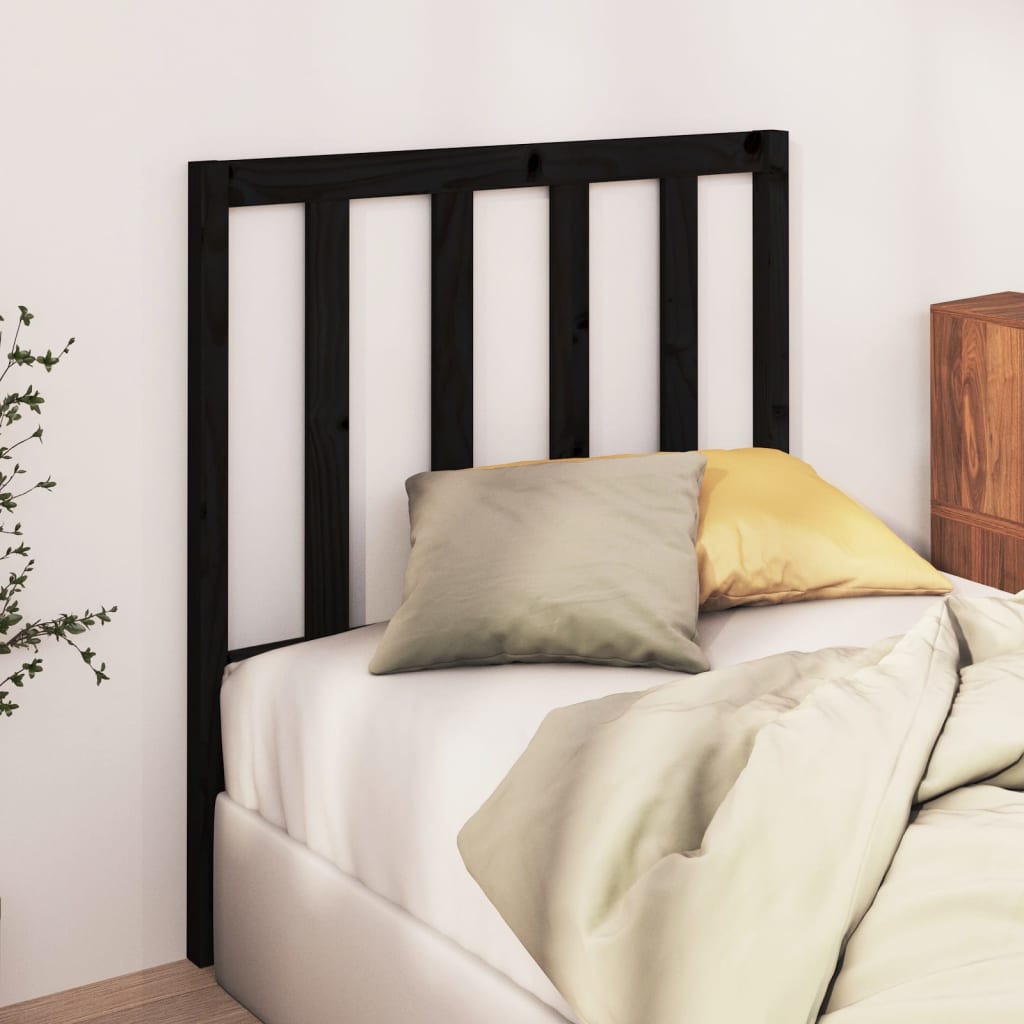 Uzglavlje za krevet crno 96 x 4 x 100 cm od masivne borovine
