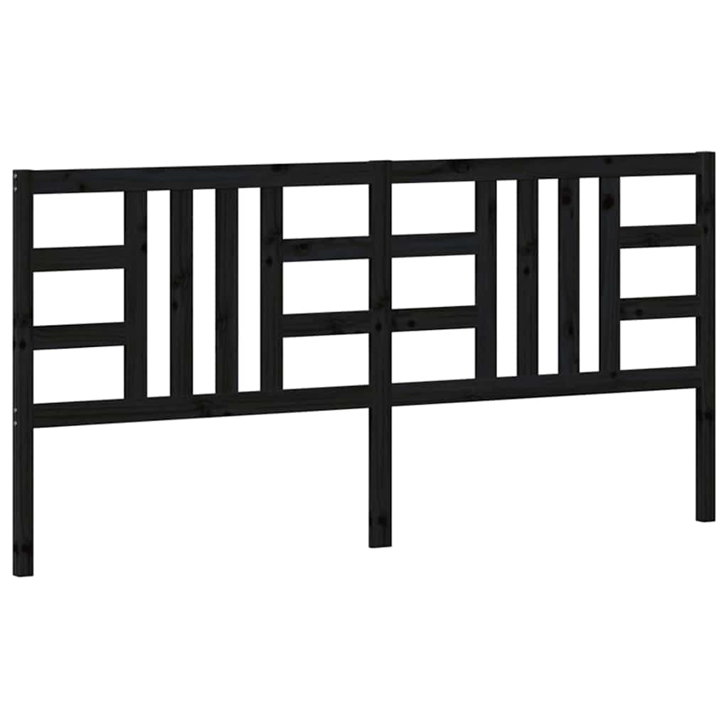 Uzglavlje za krevet crno 206 x 4 x 100 cm od masivne borovine
