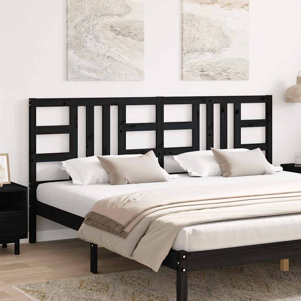 Uzglavlje za krevet crno 206 x 4 x 100 cm od masivne borovine