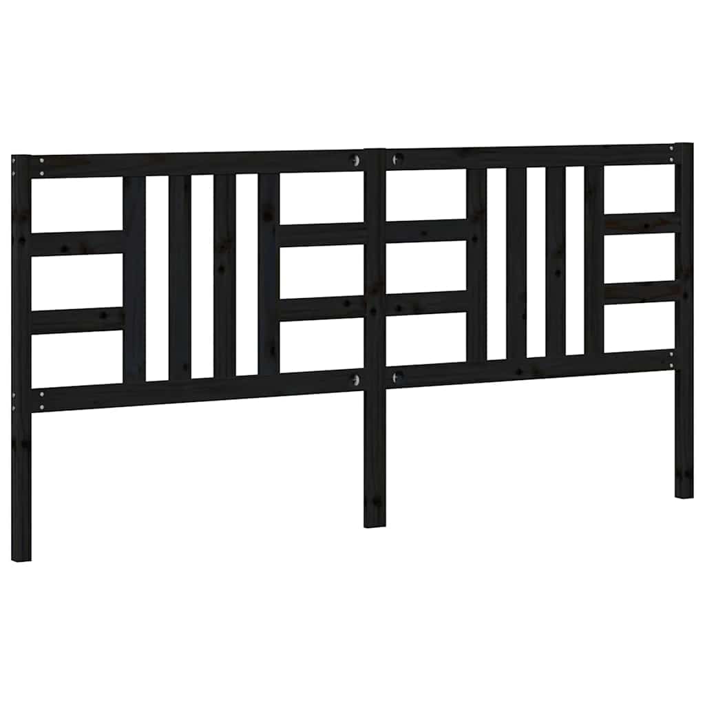 Uzglavlje za krevet crno 206 x 4 x 100 cm od masivne borovine
