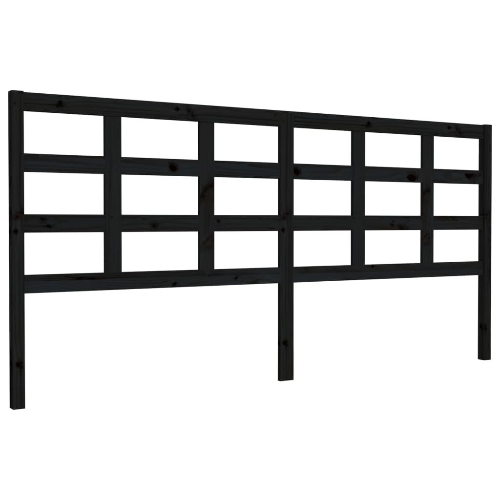 Uzglavlje za krevet crni 205,5 x 4 x 100 cm od masivne borovine