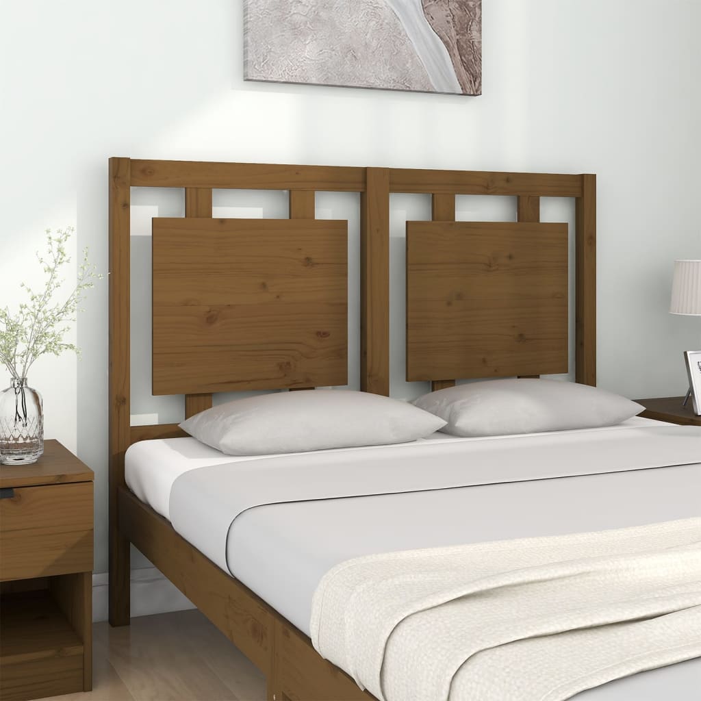 Uzglavlje za krevet boja meda 125,5x4x100 cm masivna borovina